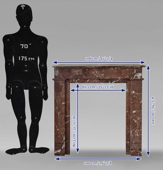 Louis XVI style mantel in Rouge du Nord marble Louis XVI style mantel in Rouge du Nord marble-10