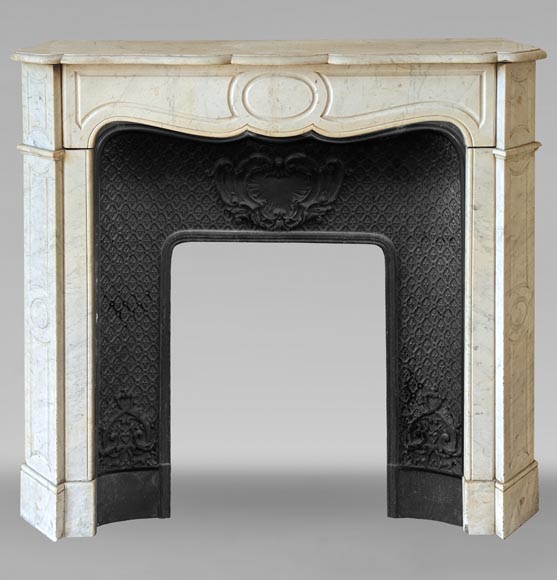 Louis XV style Pompadour mantel in Carrara marble Louis XV style Pompadour mantel in Carrara marble-0