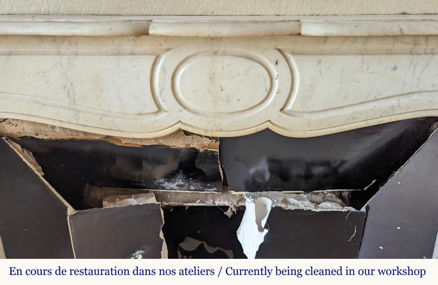 Louis XV style Pompadour mantel in Carrara marble Louis XV style Pompadour mantel in Carrara marble-1