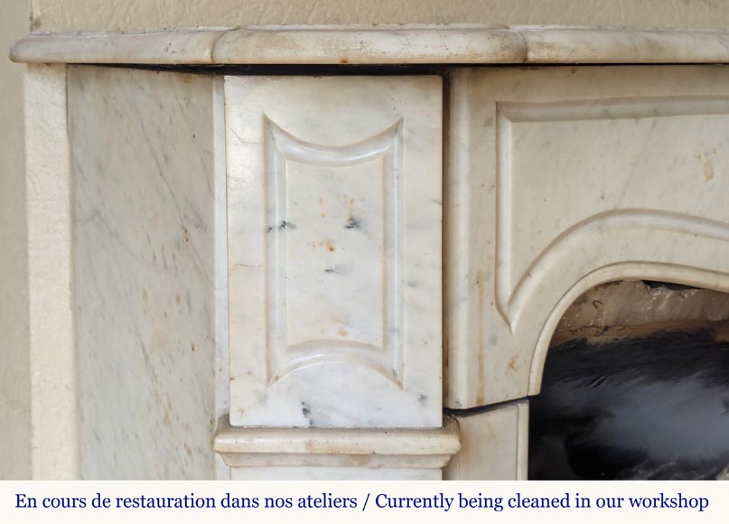 Louis XV style Pompadour mantel in Carrara marble Louis XV style Pompadour mantel in Carrara marble-3