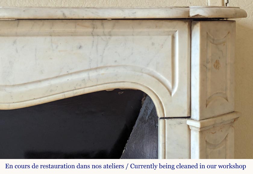 Louis XV style Pompadour mantel in Carrara marble Louis XV style Pompadour mantel in Carrara marble-6