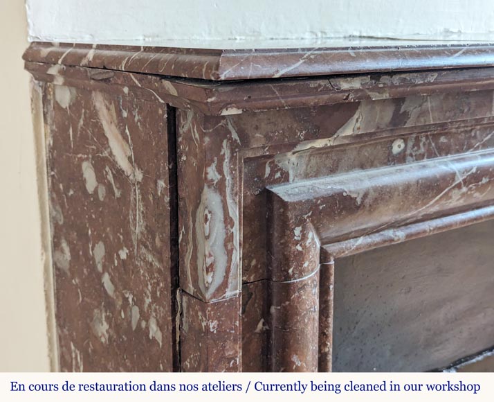 Louis XIV style mantel in Rouge du Nord marble Louis XIV style mantel in Rouge du Nord marble-3