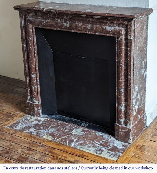 Louis XIV style mantel in Rouge du Nord marble Louis XIV style mantel in Rouge du Nord marble-5