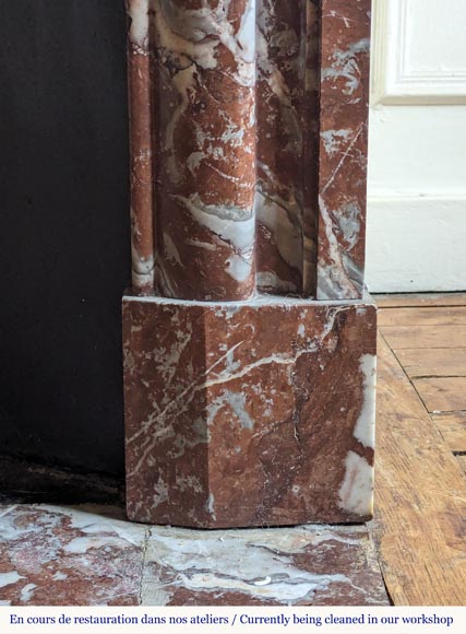 Louis XIV style mantel in Rouge du Nord marble Louis XIV style mantel in Rouge du Nord marble-7