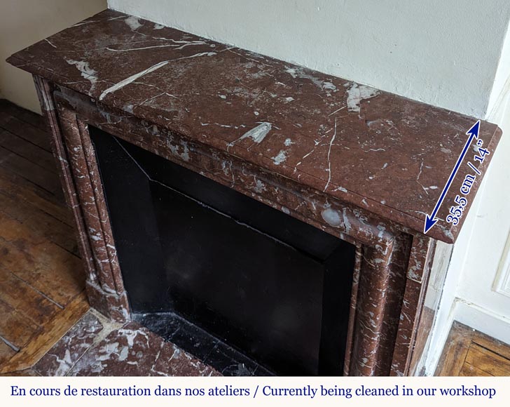 Louis XIV style mantel in Rouge du Nord marble Louis XIV style mantel in Rouge du Nord marble-8