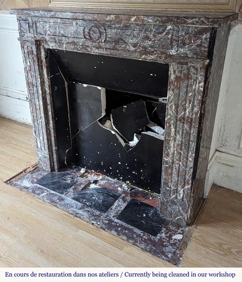 Louis XVI style mantel in Royal Red marble Louis XVI style mantel in Royal Red marble-6