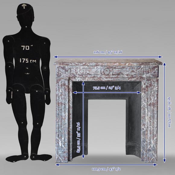 Louis XVI style mantel in Royal Red marble Louis XVI style mantel in Royal Red marble-10