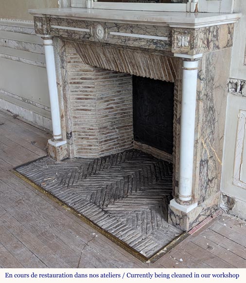 Two-tone Directoire style marble mantel decorated with butterflies Two-tone Directoire style marble mantel decorated with butterflies-6