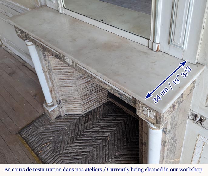 Two-tone Directoire style marble mantel decorated with butterflies Two-tone Directoire style marble mantel decorated with butterflies-9