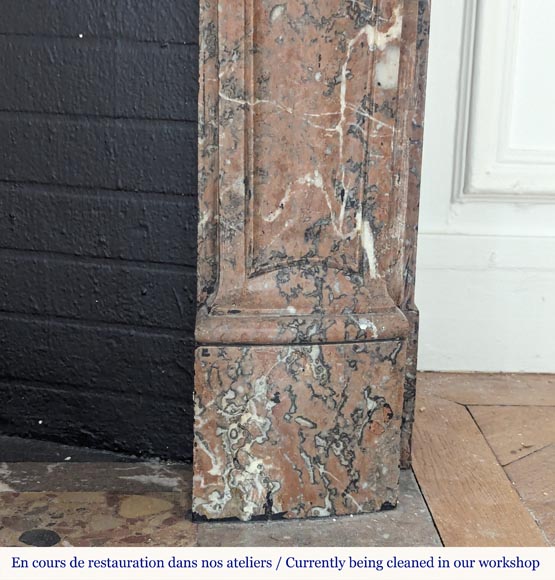 Louis XV style mantel in Red of the North marble with curved shells Louis XV style mantel in Red of the North marble with curved shells-9