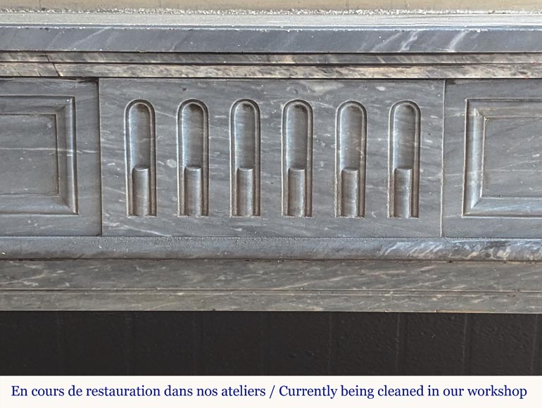 Louis XVI mantel in Turquin marble with curved flutes Louis XVI mantel in Turquin marble with curved flutes-1