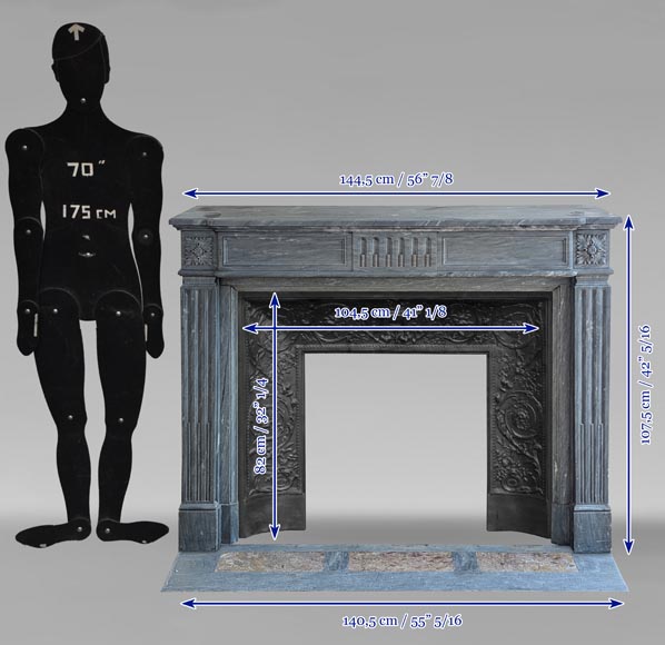 Louis XVI mantel in Turquin marble with curved flutes Louis XVI mantel in Turquin marble with curved flutes-10