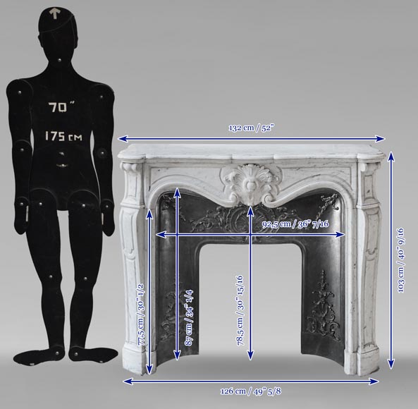 Louis XV style mantel in Carrara marble Louis XV style mantel in Carrara marble-9