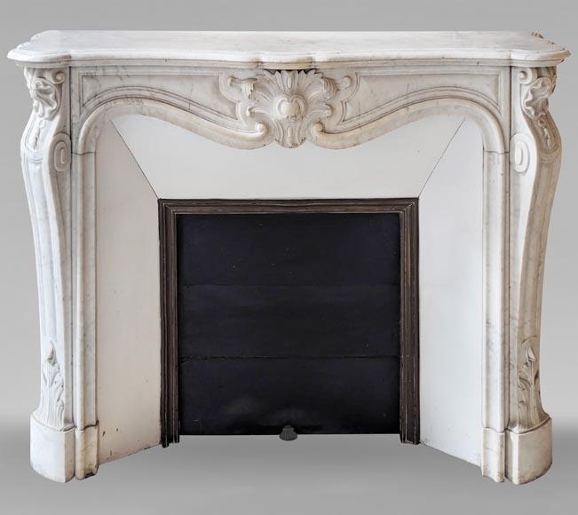 Louis XV style Carrara marble mantel with palmette motif Louis XV style Carrara marble mantel with palmette motif-0