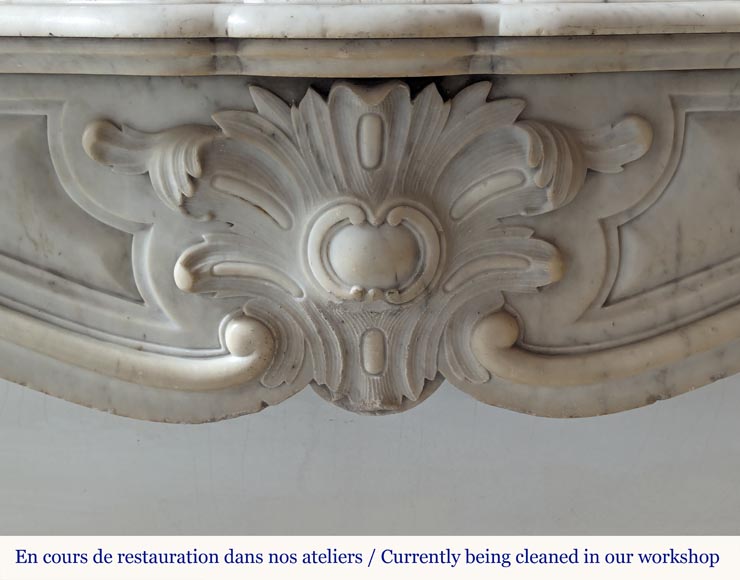 Louis XV style Carrara marble mantel with palmette motif Louis XV style Carrara marble mantel with palmette motif-1