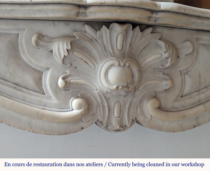 Louis XV style Carrara marble mantel with palmette motif Louis XV style Carrara marble mantel with palmette motif-2