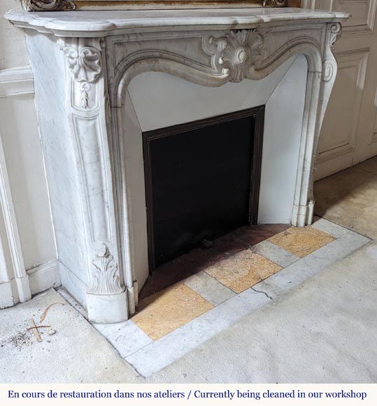 Louis XV style Carrara marble mantel with palmette motif Louis XV style Carrara marble mantel with palmette motif-3