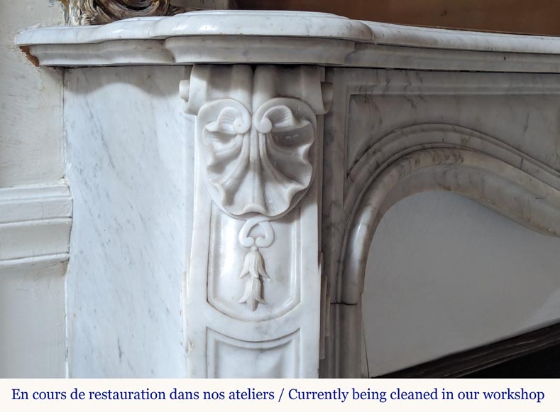 Louis XV style Carrara marble mantel with palmette motif Louis XV style Carrara marble mantel with palmette motif-4
