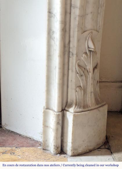 Louis XV style Carrara marble mantel with palmette motif Louis XV style Carrara marble mantel with palmette motif-8