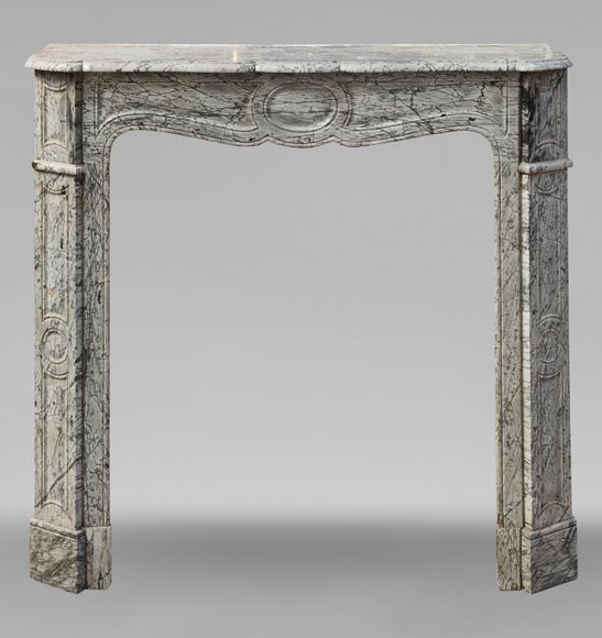 Louis XV style Pompadour mantel in Blue Fleuri marble Louis XV style Pompadour mantel in Blue Fleuri marble-0