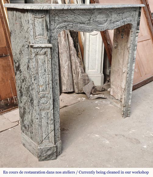 Louis XV style Pompadour mantel in Blue Fleuri marble Louis XV style Pompadour mantel in Blue Fleuri marble-2