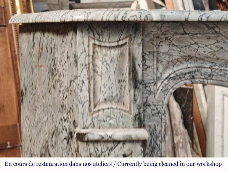 Louis XV style Pompadour mantel in Blue Fleuri marble Louis XV style Pompadour mantel in Blue Fleuri marble-3