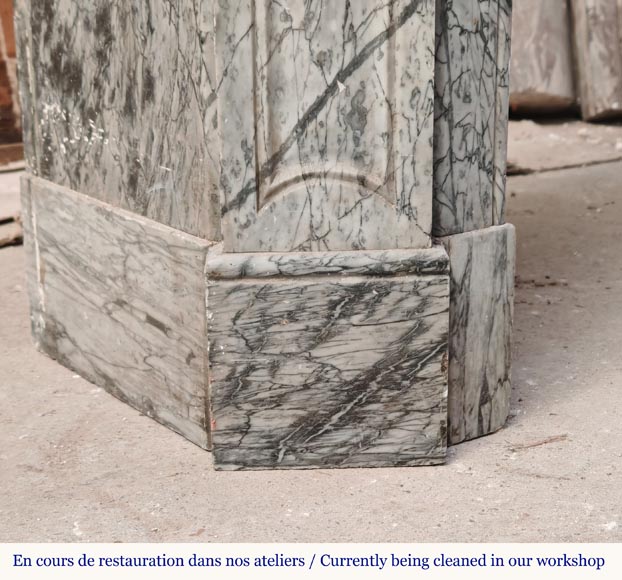 Louis XV style Pompadour mantel in Blue Fleuri marble Louis XV style Pompadour mantel in Blue Fleuri marble-4