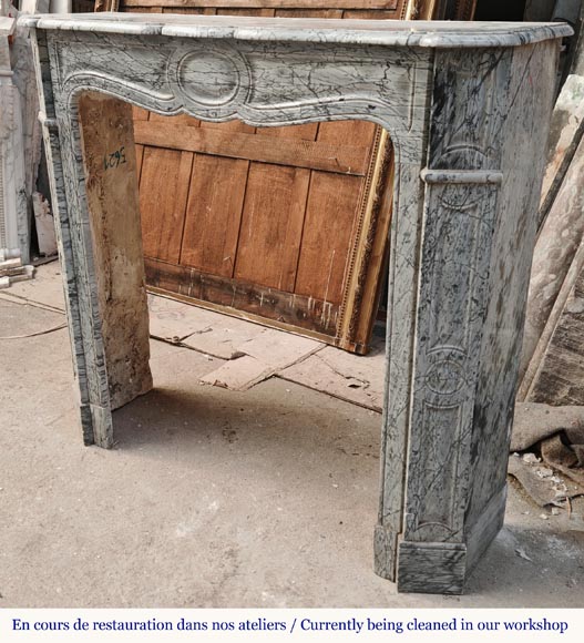 Louis XV style Pompadour mantel in Blue Fleuri marble Louis XV style Pompadour mantel in Blue Fleuri marble-5