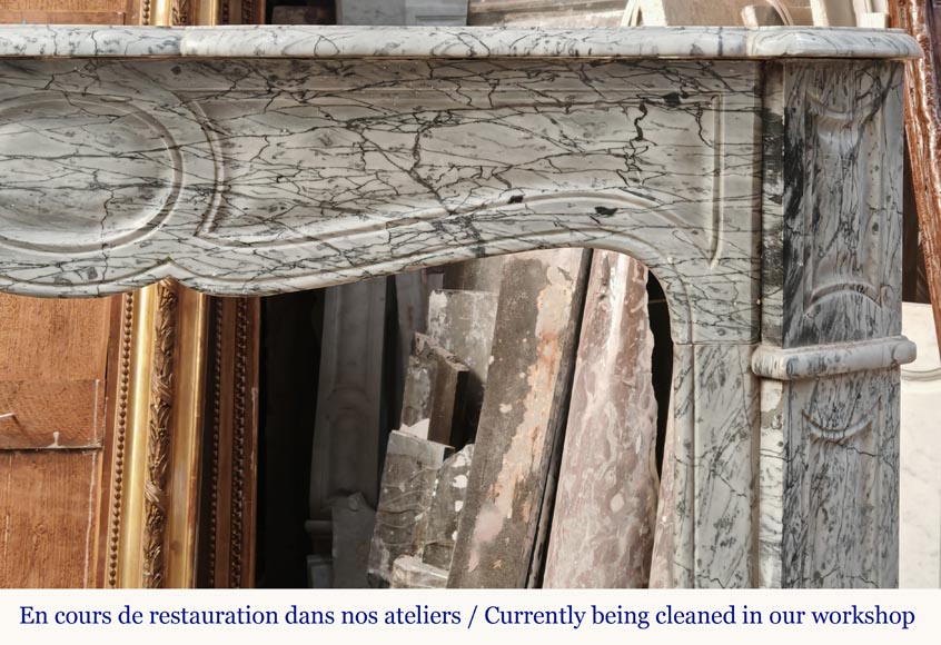 Louis XV style Pompadour mantel in Blue Fleuri marble Louis XV style Pompadour mantel in Blue Fleuri marble-6