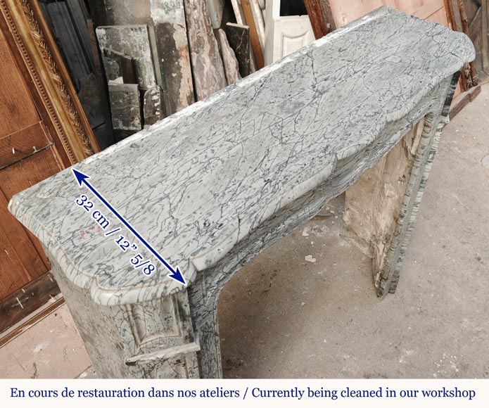 Louis XV style Pompadour mantel in Blue Fleuri marble Louis XV style Pompadour mantel in Blue Fleuri marble-8