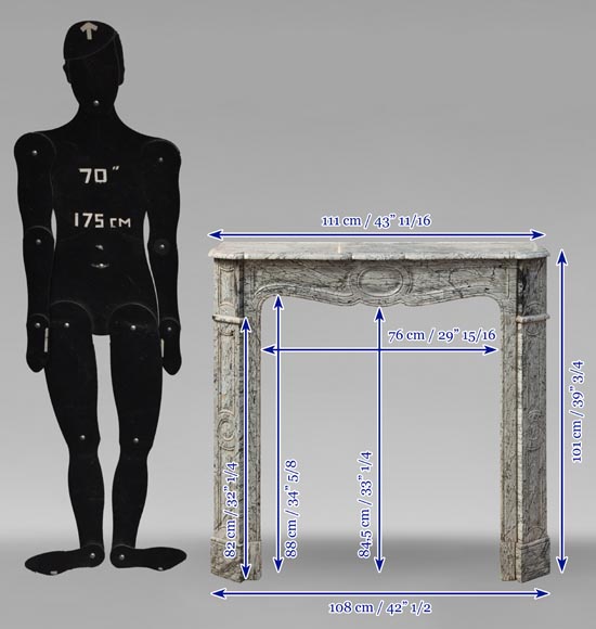 Louis XV style Pompadour mantel in Blue Fleuri marble Louis XV style Pompadour mantel in Blue Fleuri marble-9