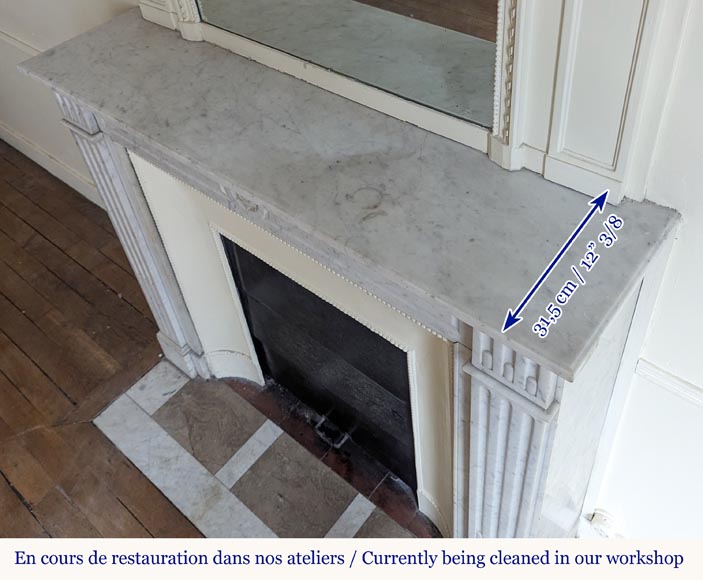 Louis XVI style mantel in Carrara marble adorned with a sunflower flower Louis XVI style mantel in Carrara marble adorned with a sunflower flower-9