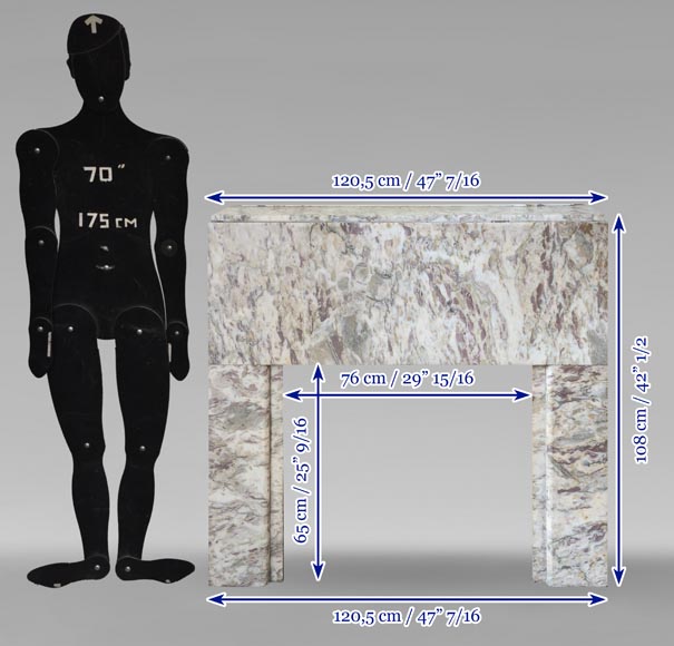 Art Deco mantel in coloured marble Art Deco mantel in coloured marble-9