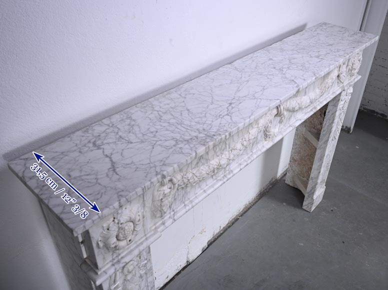 Louis XVI period mantel adorned with a garland carved in antique veined Carrara marble Louis XVI period mantel adorned with a garland carved in antique veined Carrara marble-14