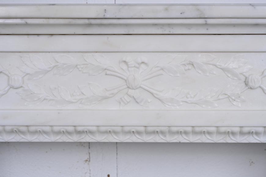 Louis XVI style Carrara marble mantel with half-columns Louis XVI style Carrara marble mantel with half-columns-1