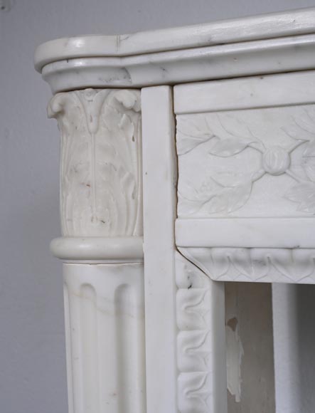 Louis XVI style Carrara marble mantel with half-columns Louis XVI style Carrara marble mantel with half-columns-6
