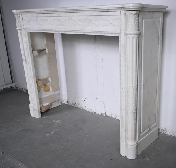 Louis XVI style Carrara marble mantel with half-columns Louis XVI style Carrara marble mantel with half-columns-9
