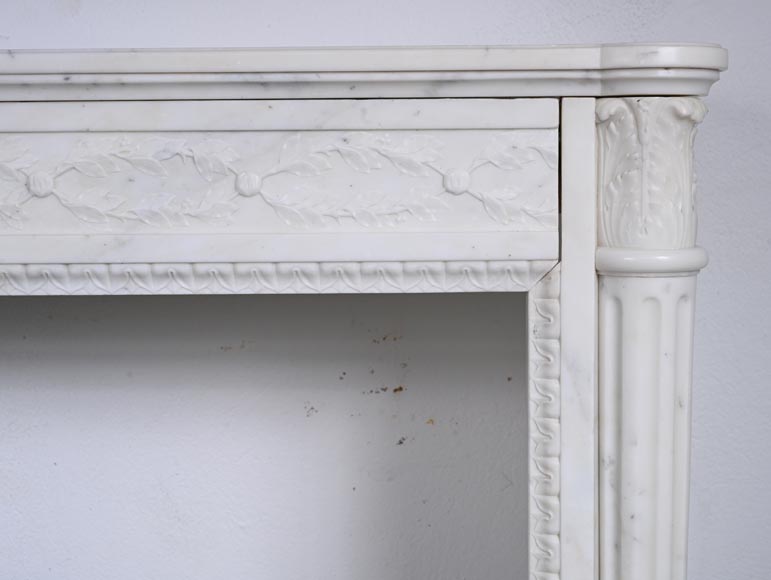 Louis XVI style Carrara marble mantel with half-columns Louis XVI style Carrara marble mantel with half-columns-10