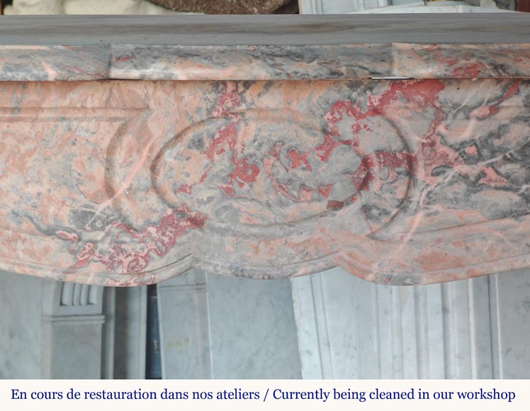 Louis XV style Pompadour mantel in Enjugerais marble Louis XV style Pompadour mantel in Enjugerais marble-1