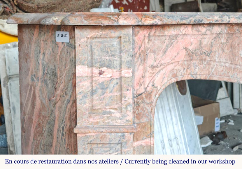 Louis XV style Pompadour mantel in Enjugerais marble Louis XV style Pompadour mantel in Enjugerais marble-3