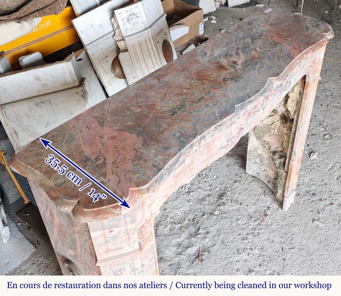 Louis XV style Pompadour mantel in Enjugerais marble Louis XV style Pompadour mantel in Enjugerais marble-8