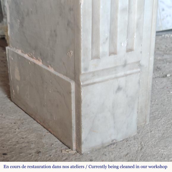 Louis XVI style molded Carrara marble mantel Louis XVI style molded Carrara marble mantel-4