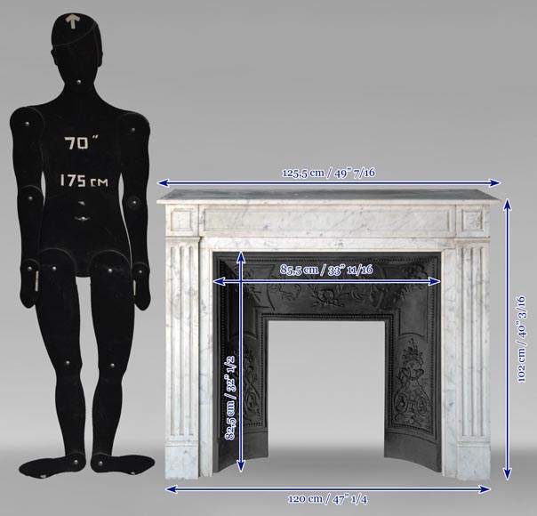 Louis XVI style molded Carrara marble mantel Louis XVI style molded Carrara marble mantel-9