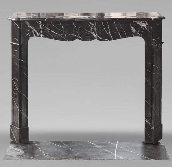 Louis XV style Pompadour mantel in black Marquina marble Louis XV style Pompadour mantel in black Marquina marble-0