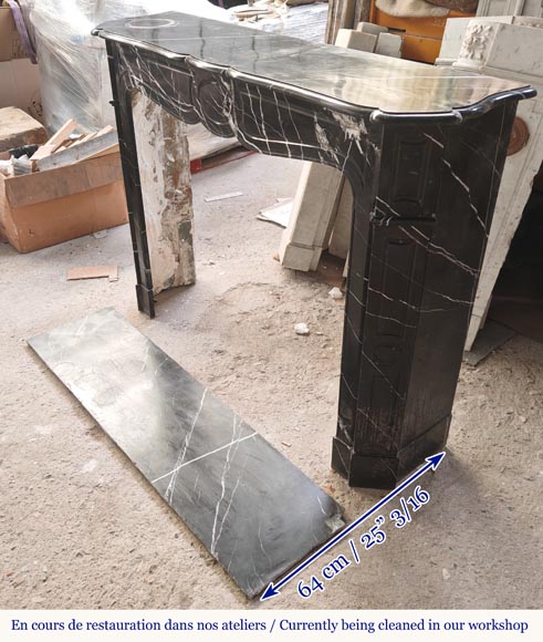 Louis XV style Pompadour mantel in black Marquina marble Louis XV style Pompadour mantel in black Marquina marble-5