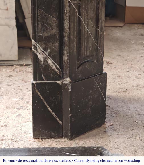 Louis XV style Pompadour mantel in black Marquina marble Louis XV style Pompadour mantel in black Marquina marble-7