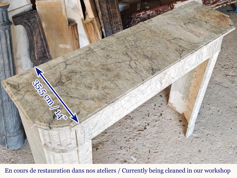 Louis XVI style mantel with rounded corners and carved sunflower in cristaline marble Louis XVI style mantel with rounded corners and carved sunflower in cristaline marble-8