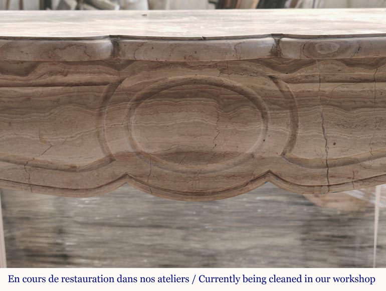 Louis XV style Pompadour mantel in Lunel marble Louis XV style Pompadour mantel in Lunel marble-1