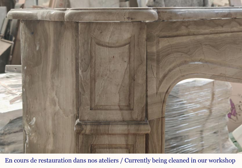 Louis XV style Pompadour mantel in Lunel marble Louis XV style Pompadour mantel in Lunel marble-3