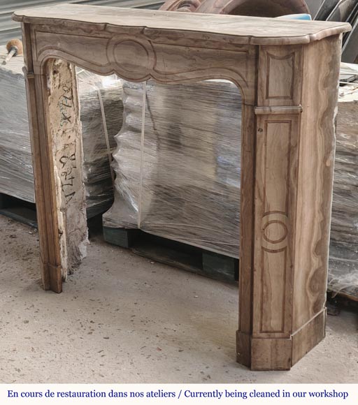 Louis XV style Pompadour mantel in Lunel marble Louis XV style Pompadour mantel in Lunel marble-4